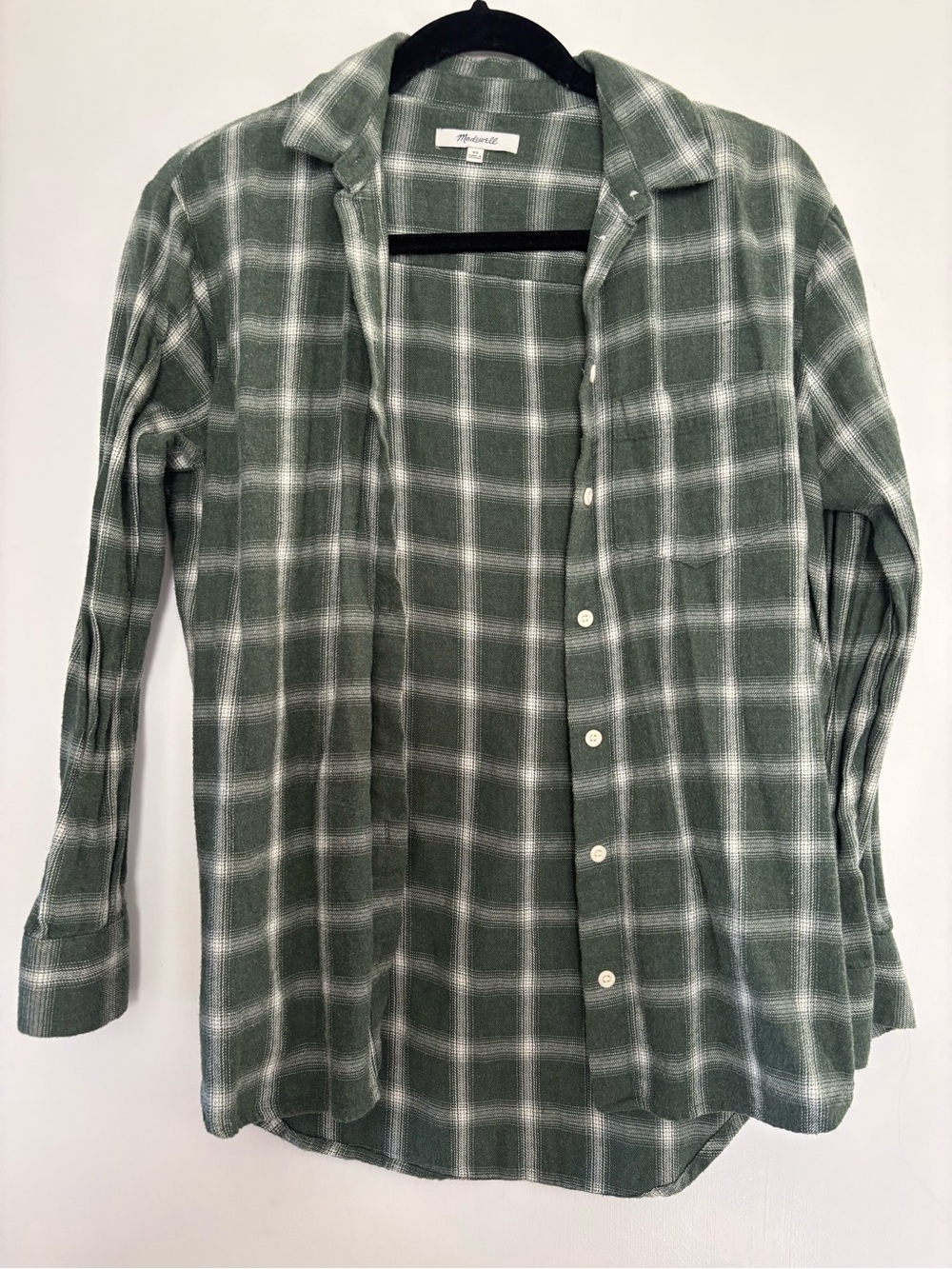 Madewell Women's Green Plaid Button-Up Shirt